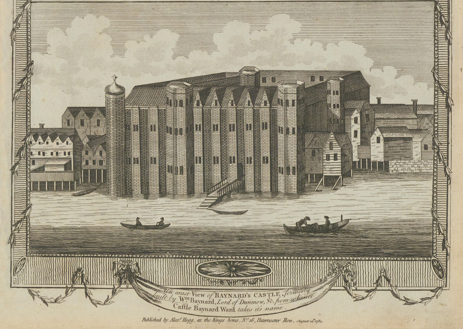 Baynard's Castle, Blackfriars, City of London. Destroyed 1666. THORNTON 1784